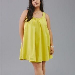 Maeve Anthropologie Bright Yellow Cross Back Mini Dress size XL Cotton